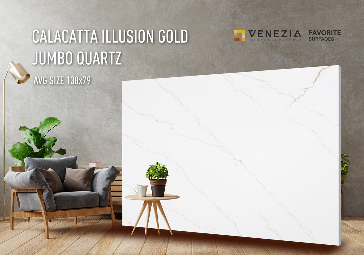 Calacatta Illusion Gold Jumbo Quartz