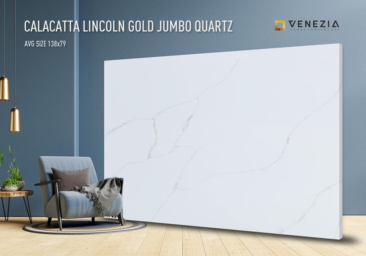 Calacatta Lincoln Gold Jumbo Quartz