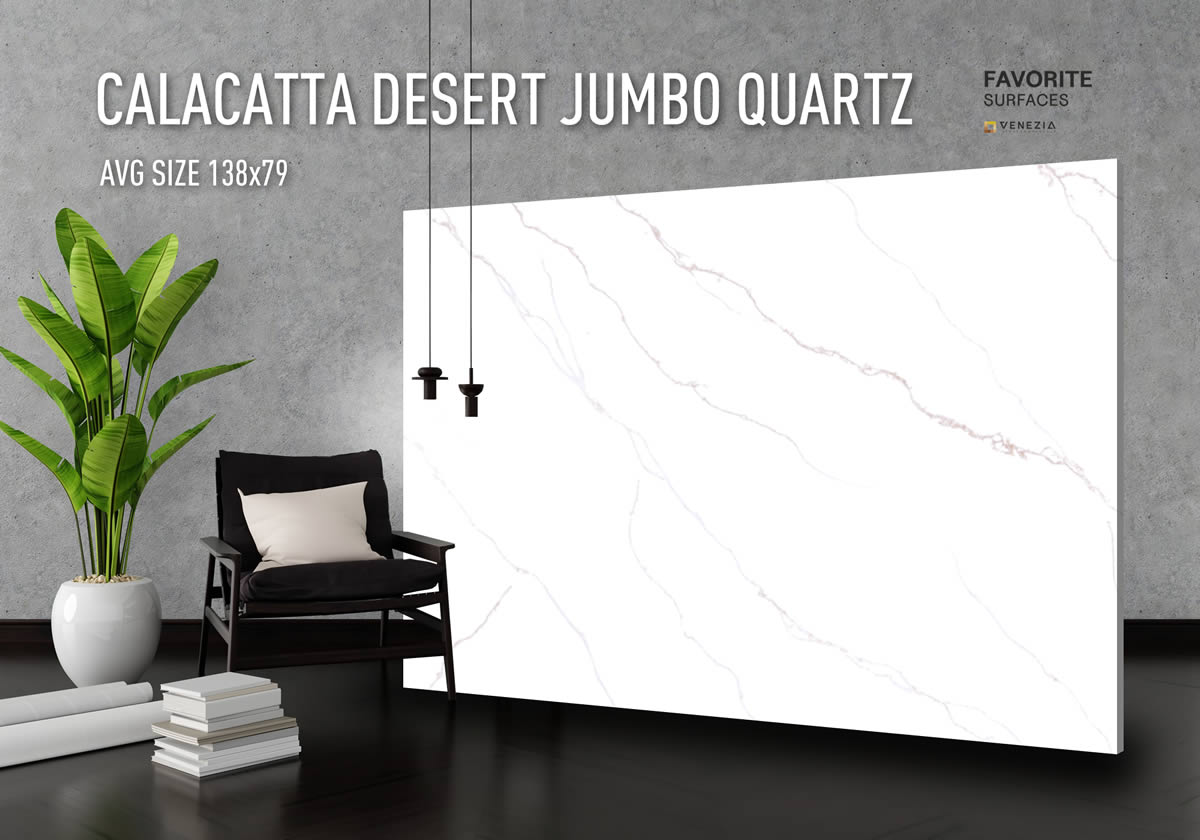 Calacatta Desert Jumbo Quartz in stock