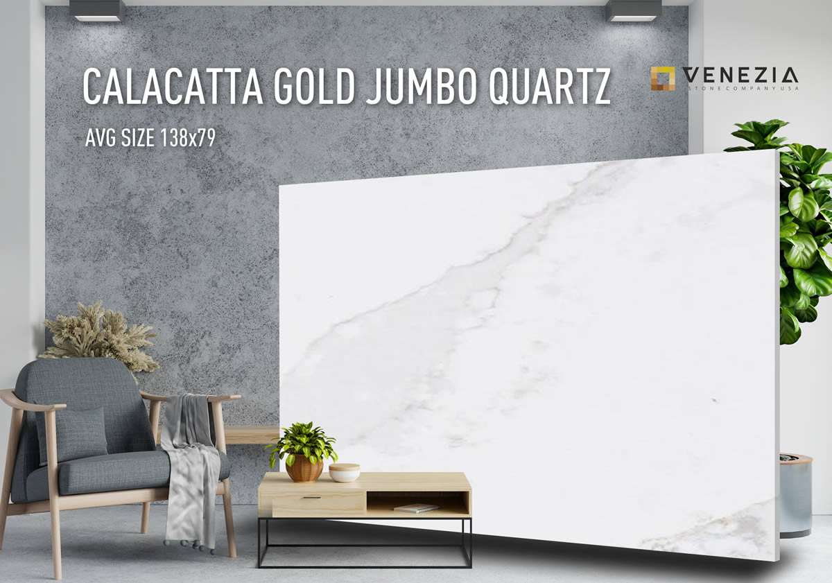 Calacatta Gold Jumbo Quartz in stock