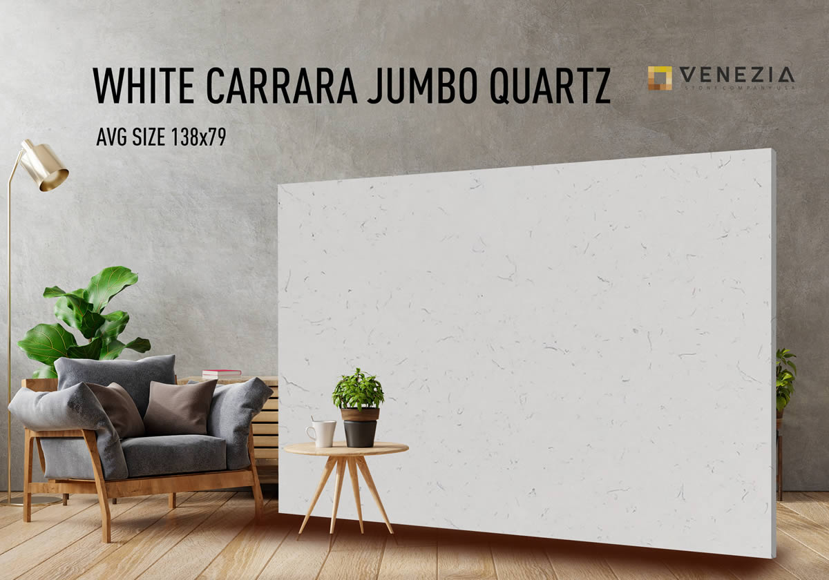 White Carrara Jumbo Quartz in stock!